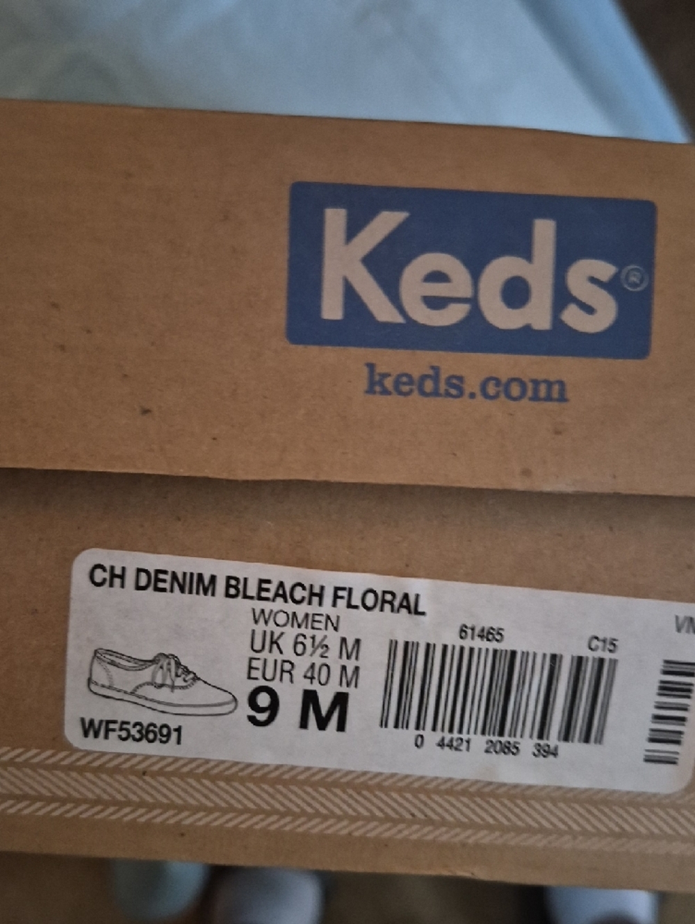 Keds Blue Canvas Sneakers with White Floral Print - Picture 2 of 2